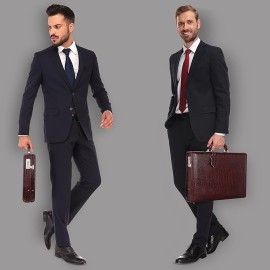 Hyatt Leather Accessories 17 Inch Men's Leather Briefcases Office Bags With Side Combination Lock (Choco Brown)