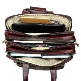 Hyatt Leather Accessories 16 Inch Full Grain Natural Leather Laptop Messenger & Shoulder Bags For Men 24 Litres Capacity Upto16 inch Laptop Compartment (Brown)