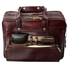 Hyatt Leather Accessories 16 Inch Full Grain Natural Leather Laptop Messenger & Shoulder Bags For Men 24 Litres Capacity Upto16 inch Laptop Compartment (Brown)