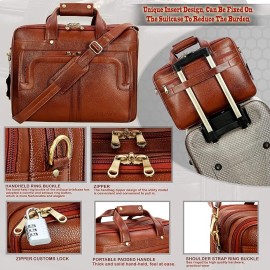 Hyatt Leather Accessories 16 Inch Full Grain Natural Leather Laptop Messenger & Shoulder Bags For Men 24 Litres Capacity Upto16 inch Laptop Compartment (Tan)