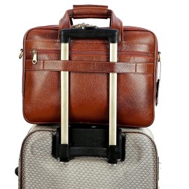 Hyatt Leather Accessories 16 Inch Full Grain Natural Leather Laptop Messenger & Shoulder Bags For Men 24 Litres Capacity Upto16 inch Laptop Compartment (Tan)