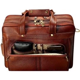 Hyatt Leather Accessories 16 Inch Full Grain Natural Leather Laptop Messenger & Shoulder Bags For Men 24 Litres Capacity Upto16 inch Laptop Compartment (Tan)
