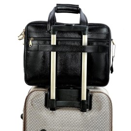 Hyatt Leather Accessories 16 Inch Full Grain Natural Leather Laptop Messenger & Shoulder Bags For Men 24 Litres Capacity Upto16 inch Laptop Compartment (Black)