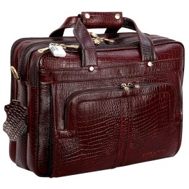 Hyatt Leather Accessories 16 Inch Full Grain Natural Leather Laptop Messenger & Shoulder Bags For Men 24 Litres Capacity Upto16 inch Laptop Compartment (Choco Brown)