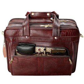 Hyatt Leather Accessories 16 Inch Full Grain Natural Leather Laptop Messenger & Shoulder Bags For Men 24 Litres Capacity Upto16 inch Laptop Compartment (Choco Brown)