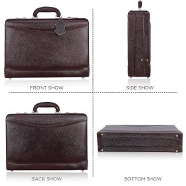 Hyatt Leather Accessories 18 Inch Expandable Men's Leather Briefcases Office Bags (Brown)
