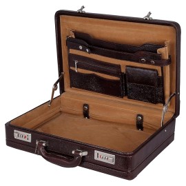 Hyatt Leather Accessories 18 Inch Expandable Men's Leather Briefcases Office Bags (Brown)