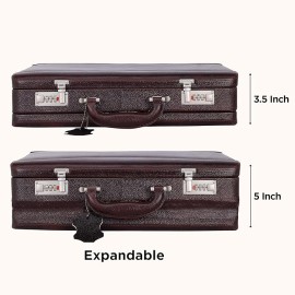Hyatt Leather Accessories 18 Inch Expandable Men's Leather Briefcases Office Bags (Brown)