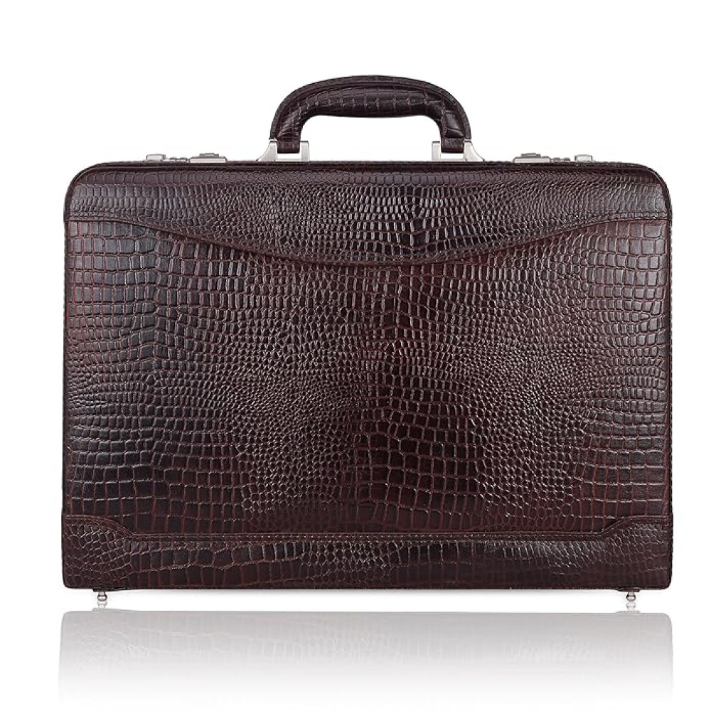 Hyatt Leather Accessories 18 Inch Expandable Men's Leather Briefcases Office Bags (Choco Brown)