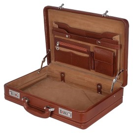 Hyatt Leather Accessories 18 Inch Expandable Men's Leather Briefcases Office Bags (Tan)