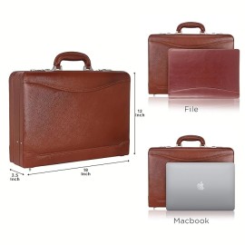 Hyatt Leather Accessories 18 Inch Expandable Men's Leather Briefcases Office Bags (Tan)