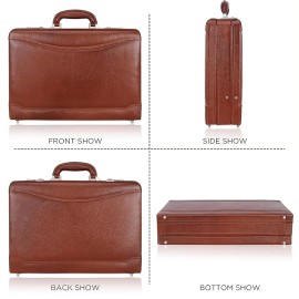 Hyatt Leather Accessories 18 Inch Expandable Men's Leather Briefcases Office Bags (Tan)
