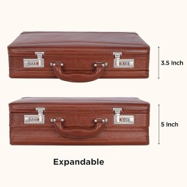 Hyatt Leather Accessories 18 Inch Expandable Men's Leather Briefcases Office Bags (Tan)