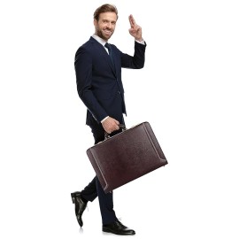 Hyatt Leather Accessories 18 Inch Expandable Men's Leather Briefcases Office Bags (Italian Brown)