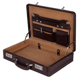 Hyatt Leather Accessories 18 Inch Expandable Men's Leather Briefcases Office Bags (Italian Brown)