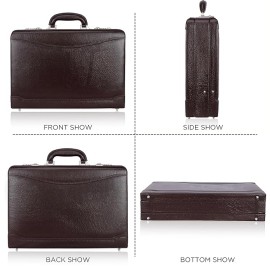 Hyatt Leather Accessories 18 Inch Expandable Men's Leather Briefcases Office Bags (Italian Brown)