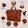 Hyatt Leather Accessories Full Grain Natural Leather Laptop MacBook Air Pro Briefcase Messenger Shoulder Bags For Men And Women Office Use Branded & Stylish (Tan)