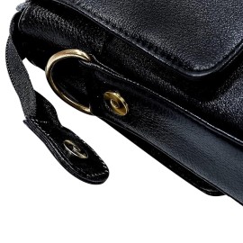 Hyatt Leather Accessories Full Grain Natural Leather Laptop MacBook Air Pro Briefcase Messenger Shoulder Bags For Men And Women Office Use Branded & Stylish (Black)