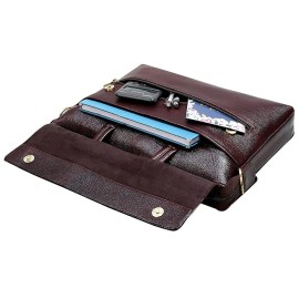 Hyatt Leather Accessories Full Grain Natural Leather Laptop MacBook Air Pro Briefcase Messenger Shoulder Bags For Men And Women Office Use Branded & Stylish (Brown)