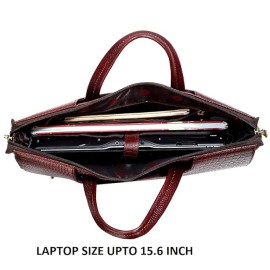 Hyatt Leather Accessories Full Grain Natural Leather Laptop MacBook Air Pro Briefcase Messenger Shoulder Bags For Men And Women Office Use Branded & Stylish (Choco Brown)