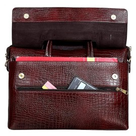 Hyatt Leather Accessories Full Grain Natural Leather Laptop MacBook Air Pro Briefcase Messenger Shoulder Bags For Men And Women Office Use Branded & Stylish (Choco Brown)