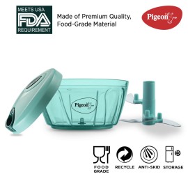 Pigeon Mini Handy and Compact Chopper with 3 Blades for Effortlessly Chopping Vegetables and Fruits for Your Kitchen Green,400 ml