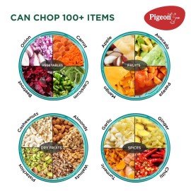 Pigeon Mini Handy and Compact Chopper with 3 Blades for Effortlessly Chopping Vegetables and Fruits for Your Kitchen Green,400 ml