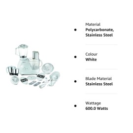 Bajaj Food Factory FX 11 600 Watts Food Processor (White)