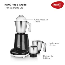 Pigeon Especial Mixer Grinder, 750W, 3 Jars, Grey