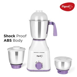 Pigeon Star Mixer Grinder 550 Mixer Grinder (3 Jars, White, Purple)