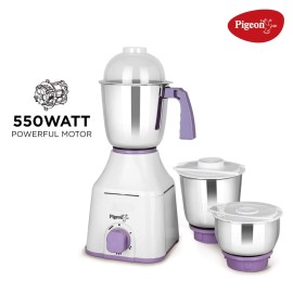 Pigeon Star Mixer Grinder 550 Mixer Grinder (3 Jars, White, Purple)