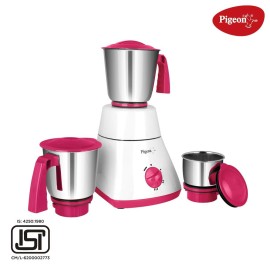 Pigeon Classic Pro Mixer Grinder 550W Mixer Grinder (3 Jars, Pink, White)