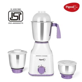 Pigeon Star Mixer Grinder 550 Mixer Grinder (3 Jars, White, Purple)