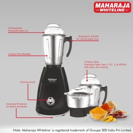 Maharaja MX-216 Turbo Prime Elite 750 Mixer Grinder (4 Jars, Black)