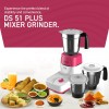 Crompton DS51 PLUS 500 W Mixer Grinder, 3 Jars, White & Pink