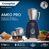 Crompton Ameo PRO 750-Watt 3 Jars Mixer Grinder with MaxiGrind and Motor Vent-X Technology (3 Stainless Steel Jars, Black & Blue)