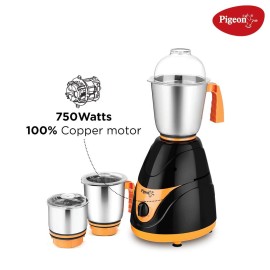 Pigeon mx7 Polycarbonate Black Pearl Mixer Grinder (750W, Multicolor)