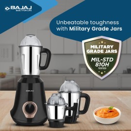 Bajaj Military Series Glamore 4 Jar 1000 Watts Mixer Grinder 3-Speed Control With Pulse Effect Mixie 2 Years Warranty