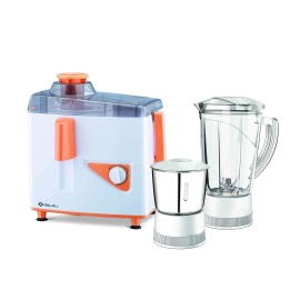 Bajaj Neo Jx4 450-Watt Juicer Mixer Grinder With 2 Jars (White/Orange), 450 Watt