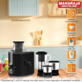 Maharaja Whiteline Montero Juicer Mixer, 550W, 3 Jars (Black Silver)