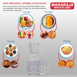 Maharaja Whiteline Mixtron DLX Mixer Grinder with 3 jars - 750W (Lavender & White)