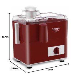 Maharaja Whiteline Mark 1 Classic Juice Extractor, 450 Watt, Cherry Red & White, Superior Stainless Steel Mesh And Juice Cutter