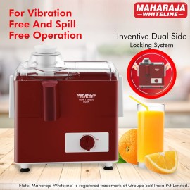 Maharaja Whiteline Mark 1 Classic Juice Extractor, 450 Watt, Cherry Red & White, Superior Stainless Steel Mesh And Juice Cutter