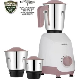 BajajMilitary Series Duetto Watts 500 Mixer Grinder (3 Jars, White & Lilac Colour)