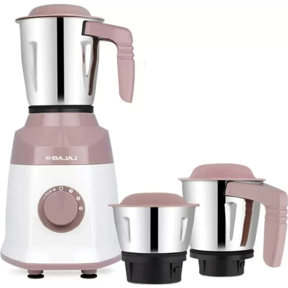 BajajMilitary Series Duetto Watts 500 Mixer Grinder (3 Jars, White & Lilac Colour)