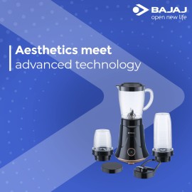 Bajaj NX-01 300W Mixer Grinder For Kitchen Bullet Mixer Grinder With Powerful Titan Motor & Nutri-Pro Feature 3 Unbreakable Multipurpose Tranparent Jars 2 Year Warranty,Black & Copper