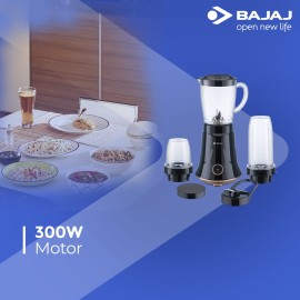 Bajaj NX-01 300W Mixer Grinder For Kitchen Bullet Mixer Grinder With Powerful Titan Motor & Nutri-Pro Feature 3 Unbreakable Multipurpose Tranparent Jars 2 Year Warranty,Black & Copper