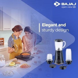 Bajaj NX-01 300W Mixer Grinder For Kitchen Bullet Mixer Grinder With Powerful Titan Motor & Nutri-Pro Feature 3 Unbreakable Multipurpose Tranparent Jars 2 Year Warranty,Black & Copper