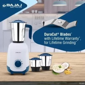 Bajaj Ninja Series NOTCH Watts 500 Mixer Grinder (3 Jars, French Blue)