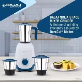 Bajaj Ninja Series NOTCH Watts 500 Mixer Grinder (3 Jars, French Blue)